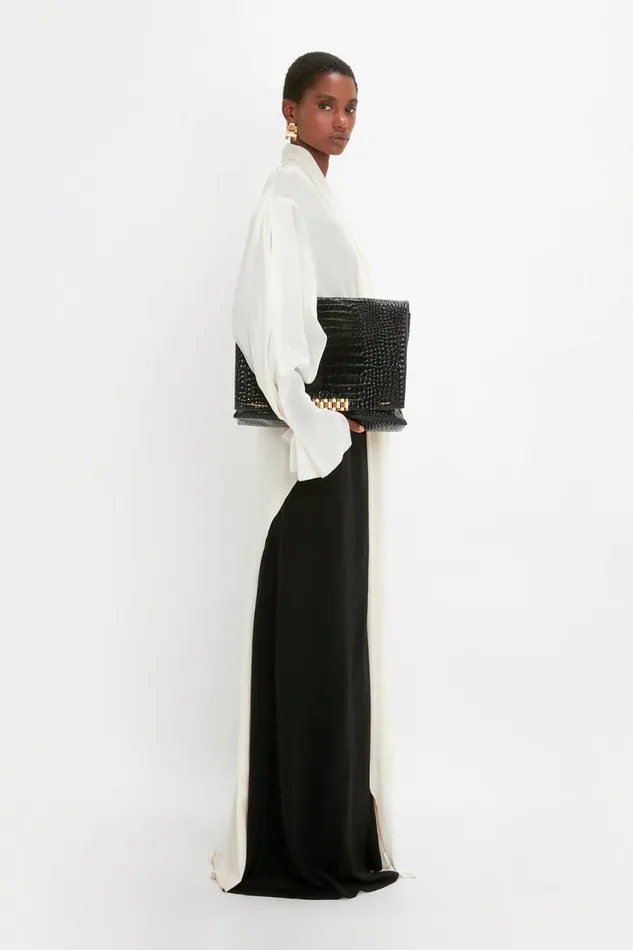 The Chain Pouch Women Victoria Beckham Jumbo Chain Pouch In Black CrocEffect Leather