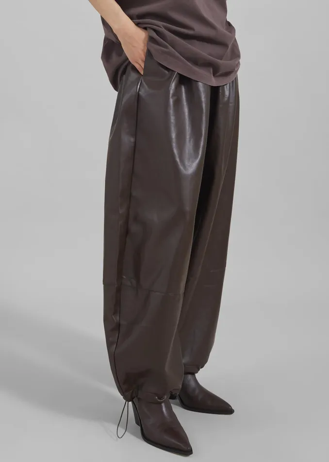 The Frankie Shop Bottoms Briar Faux Leather Balloon Pants 8211 Brown 8211 Women
