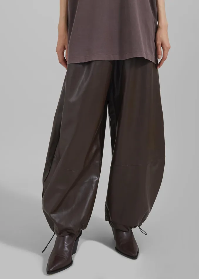 The Frankie Shop Bottoms Briar Faux Leather Balloon Pants 8211 Brown 8211 Women