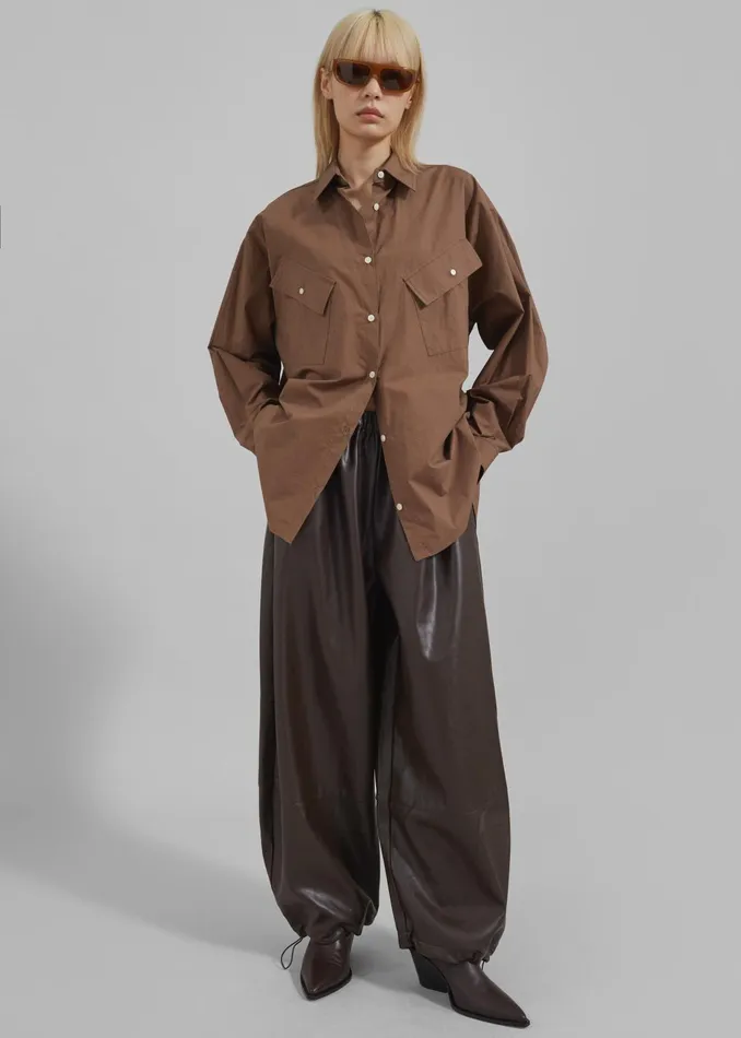 The Frankie Shop Bottoms Briar Faux Leather Balloon Pants 8211 Brown 8211 Women