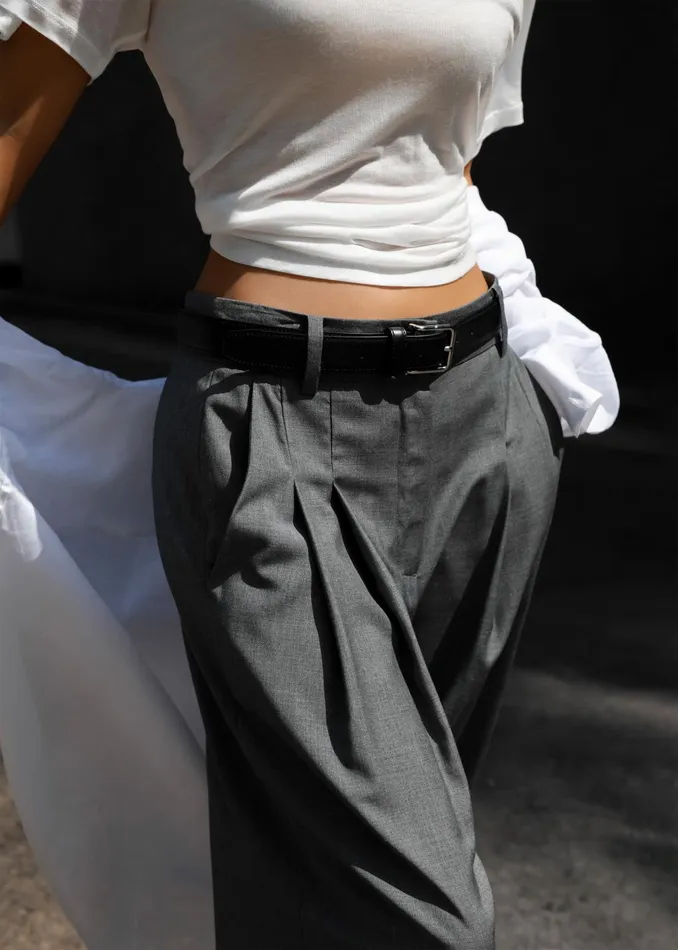 The Frankie Shop Bottoms Gelso Pleated Trousers 8211 Dark Grey Melange 8211 Women