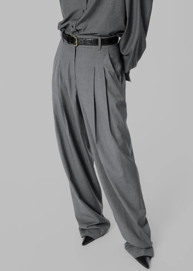 The Frankie Shop Bottoms Gelso Pleated Trousers 8211 Dark Grey Melange 8211 Women