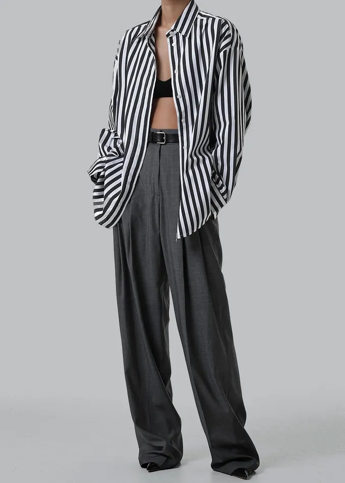 The Frankie Shop Bottoms Gelso Pleated Trousers 8211 Dark Grey Melange 8211 Women