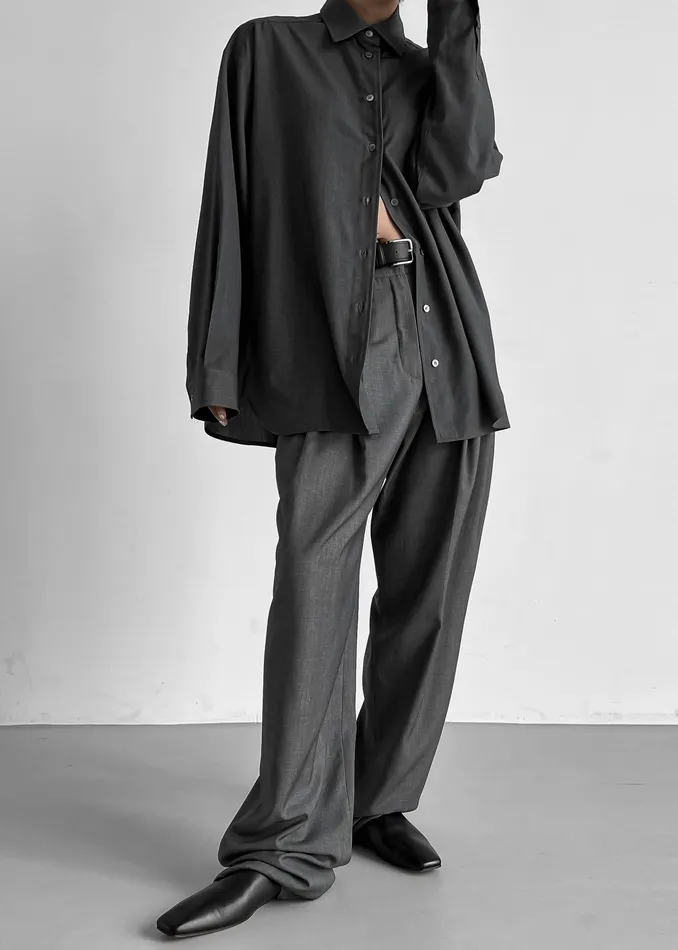 The Frankie Shop Bottoms Gelso Pleated Trousers 8211 Dark Grey Melange 8211 Women