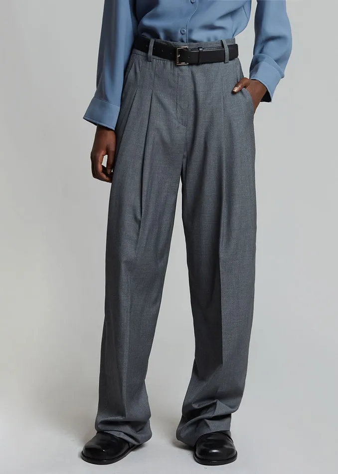 The Frankie Shop Bottoms Gelso Pleated Trousers 8211 Dark Grey Melange 8211 Women