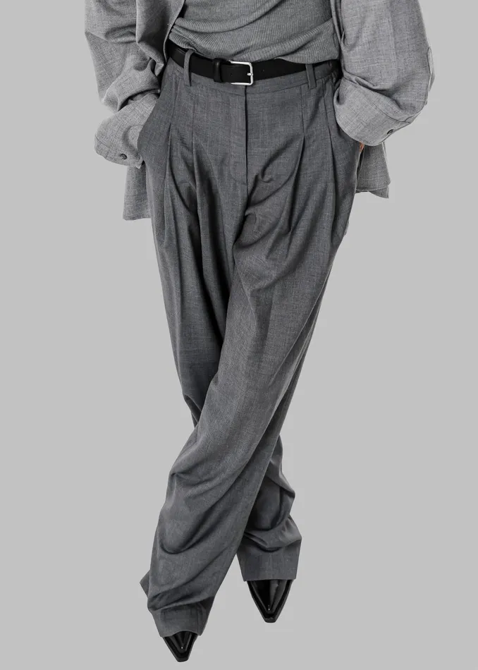 The Frankie Shop Bottoms Gelso Pleated Trousers 8211 Dark Grey Melange 8211 Women