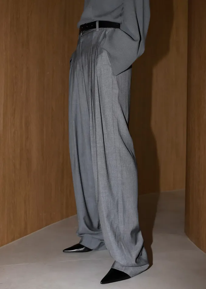 The Frankie Shop Bottoms Gelso Pleated Trousers 8211 Dark Grey Melange 8211 Women