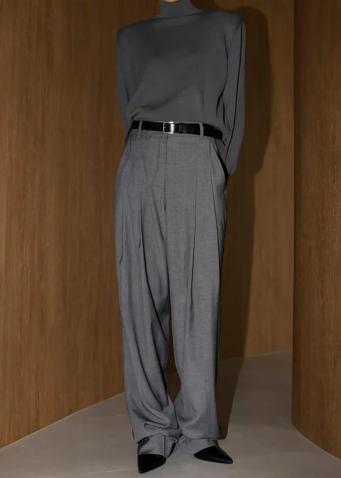 The Frankie Shop Bottoms Gelso Pleated Trousers 8211 Dark Grey Melange 8211 Women