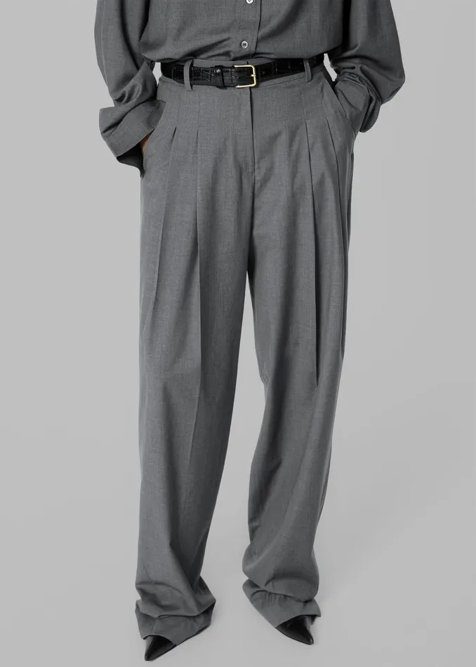 The Frankie Shop Bottoms Gelso Pleated Trousers 8211 Dark Grey Melange 8211 Women