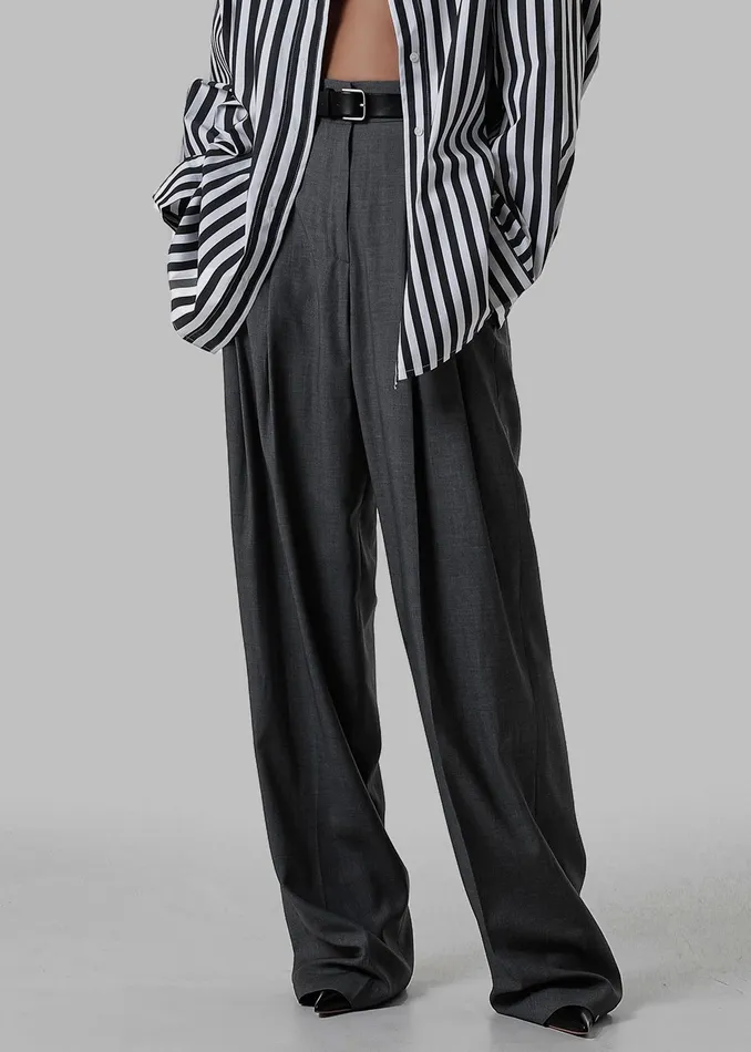 The Frankie Shop Bottoms Gelso Pleated Trousers 8211 Dark Grey Melange 8211 Women