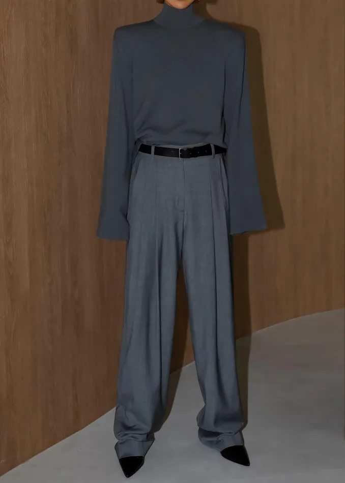 The Frankie Shop Bottoms Gelso Pleated Trousers 8211 Dark Grey Melange 8211 Women