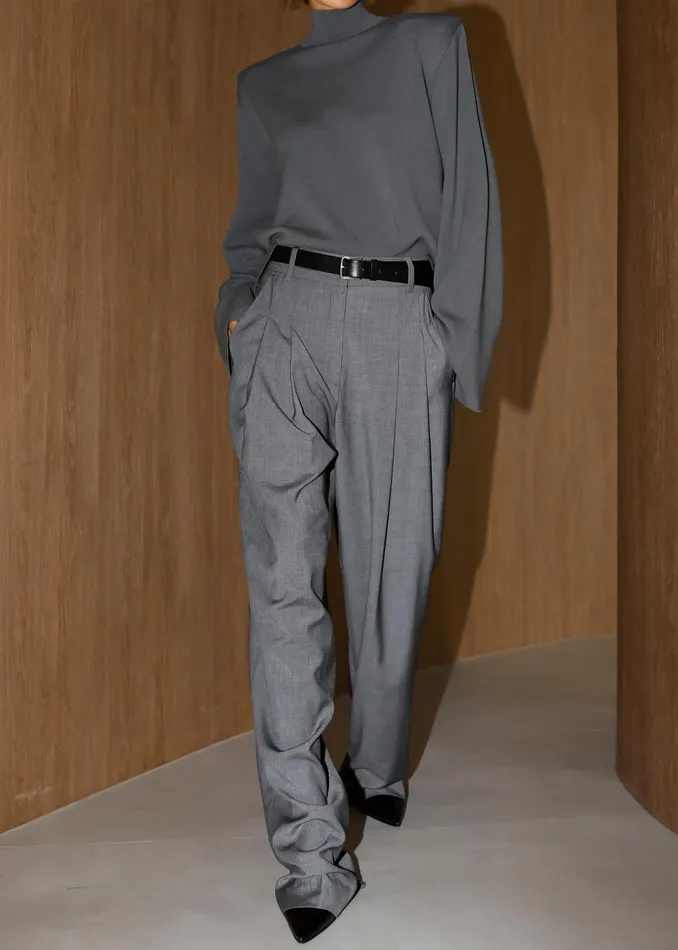 The Frankie Shop Bottoms Gelso Pleated Trousers 8211 Dark Grey Melange 8211 Women