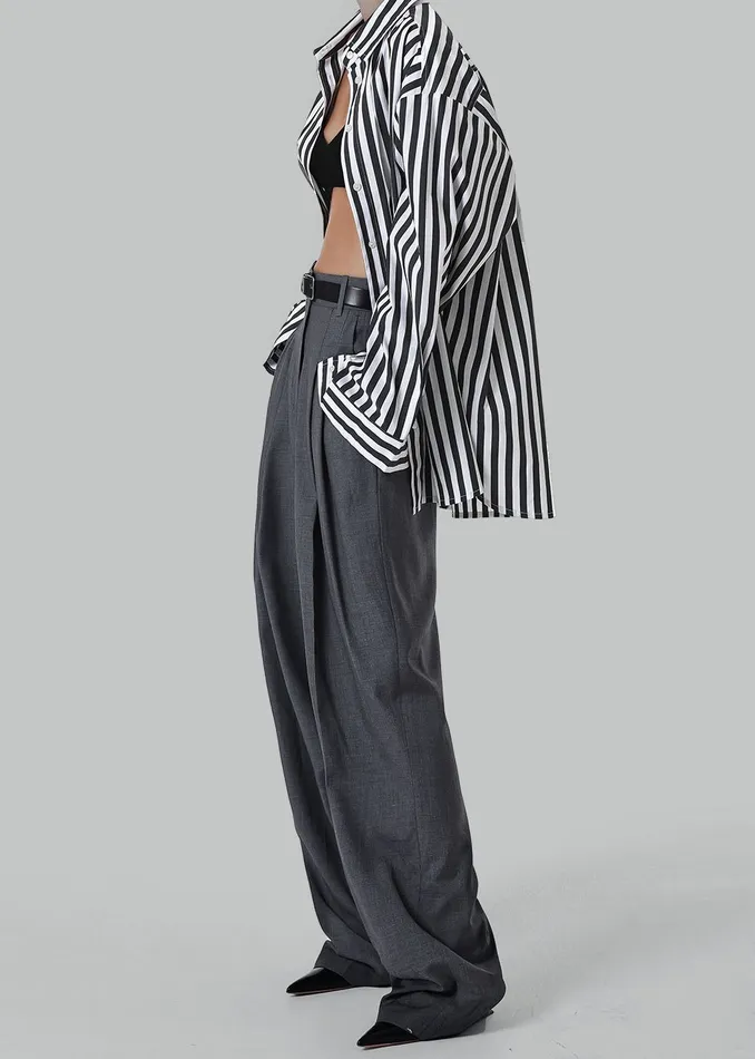 The Frankie Shop Bottoms Gelso Pleated Trousers 8211 Dark Grey Melange 8211 Women