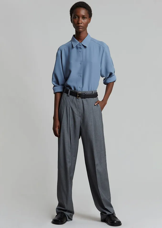 The Frankie Shop Bottoms Gelso Pleated Trousers 8211 Dark Grey Melange 8211 Women