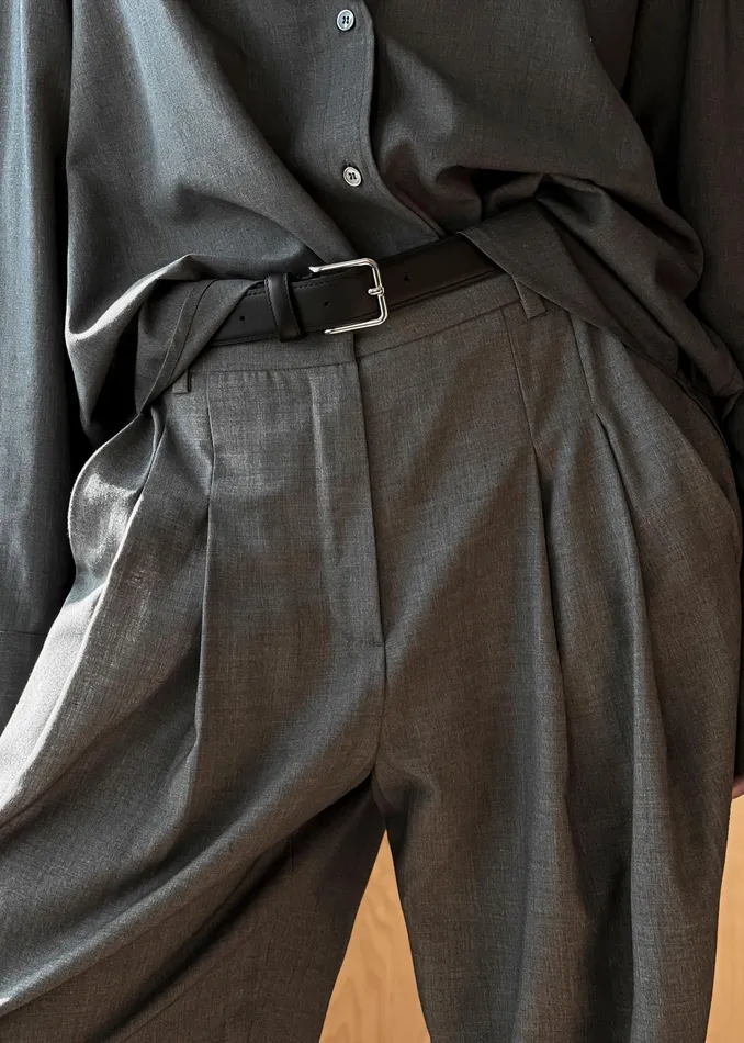 The Frankie Shop Bottoms Gelso Pleated Trousers 8211 Dark Grey Melange 8211 Women