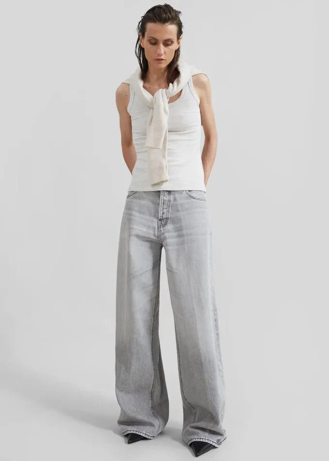 The Frankie Shop Bottoms Haikure Bethany Wide Leg Jeans 8211 Fog Grey 8211 Women