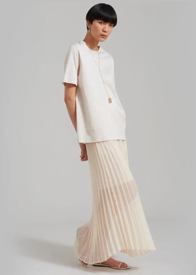 The Frankie Shop Bottoms Kaya Pleated Maxi Skirt 8211 Beige 8211 Women