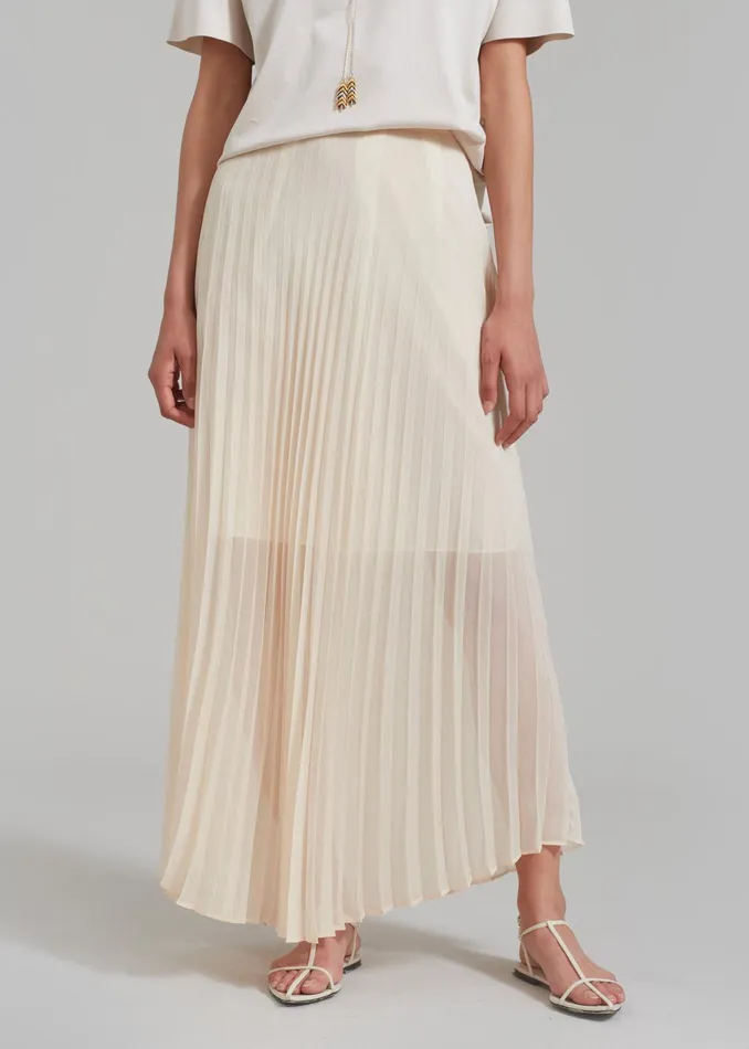 The Frankie Shop Bottoms Kaya Pleated Maxi Skirt 8211 Beige 8211 Women