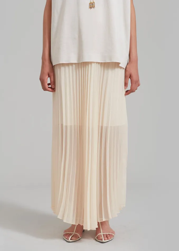 The Frankie Shop Bottoms Kaya Pleated Maxi Skirt 8211 Beige 8211 Women