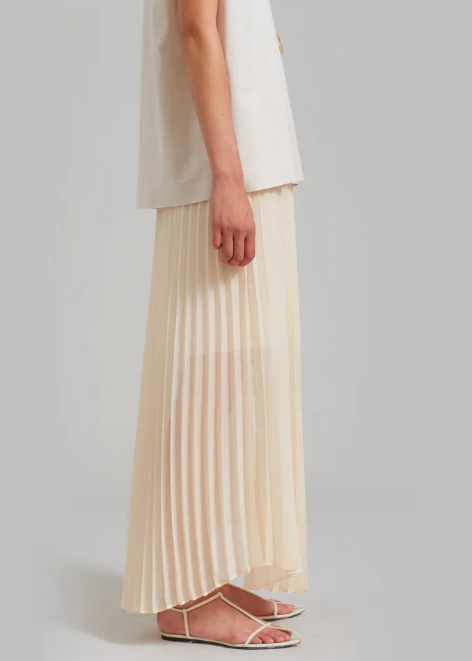 The Frankie Shop Bottoms Kaya Pleated Maxi Skirt 8211 Beige 8211 Women