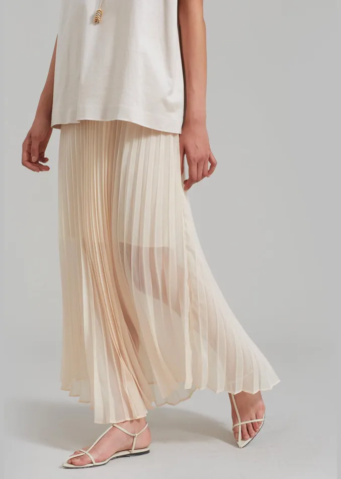 The Frankie Shop Bottoms Kaya Pleated Maxi Skirt 8211 Beige 8211 Women