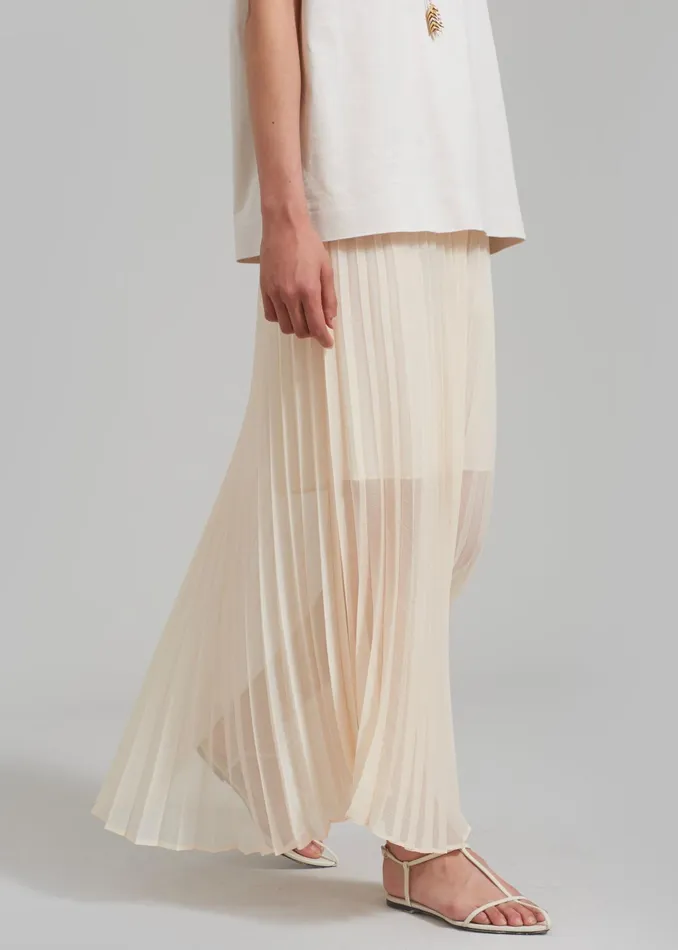 The Frankie Shop Bottoms Kaya Pleated Maxi Skirt 8211 Beige 8211 Women
