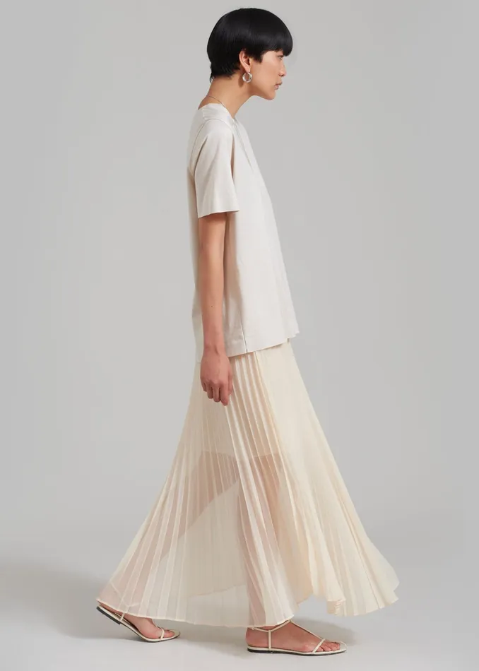 The Frankie Shop Bottoms Kaya Pleated Maxi Skirt 8211 Beige 8211 Women