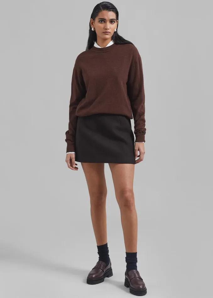 The Frankie Shop Bottoms Kerrigan Wool Mini Skirt 8211 Brown 8211 Women