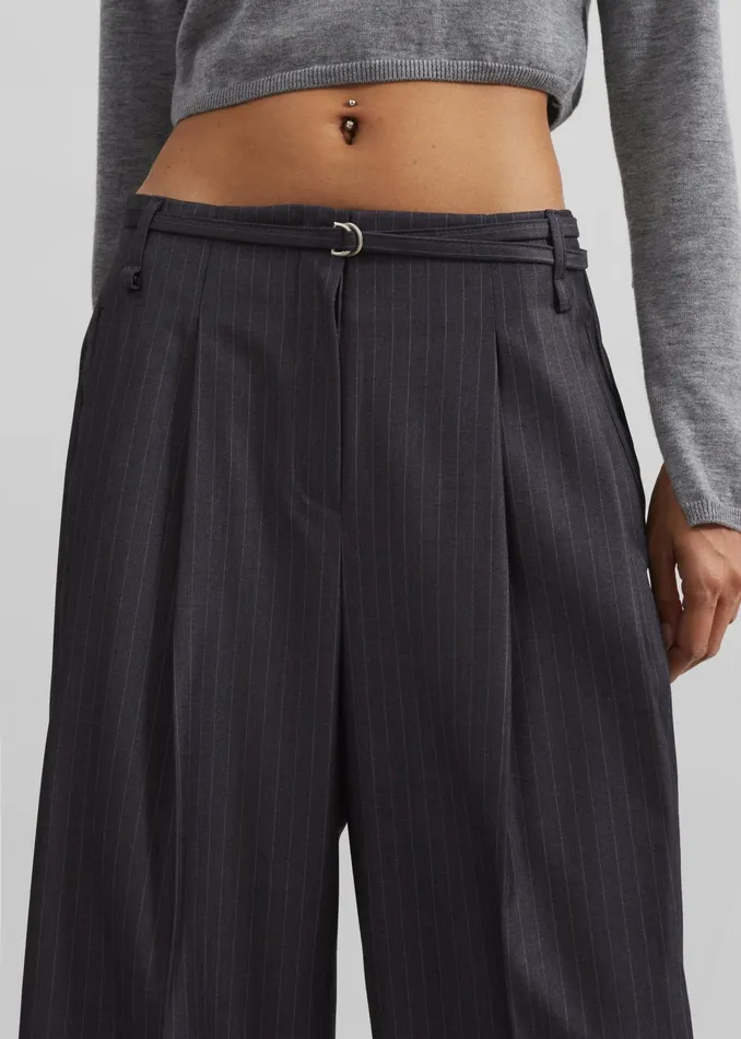 The Frankie Shop Bottoms Loma Pintuck Trousers 8211 CharcoalWhite Pinstripe 8211 Women