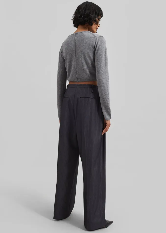 The Frankie Shop Bottoms Loma Pintuck Trousers 8211 CharcoalWhite Pinstripe 8211 Women