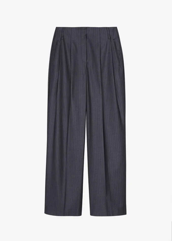 The Frankie Shop Bottoms Loma Pintuck Trousers 8211 CharcoalWhite Pinstripe 8211 Women