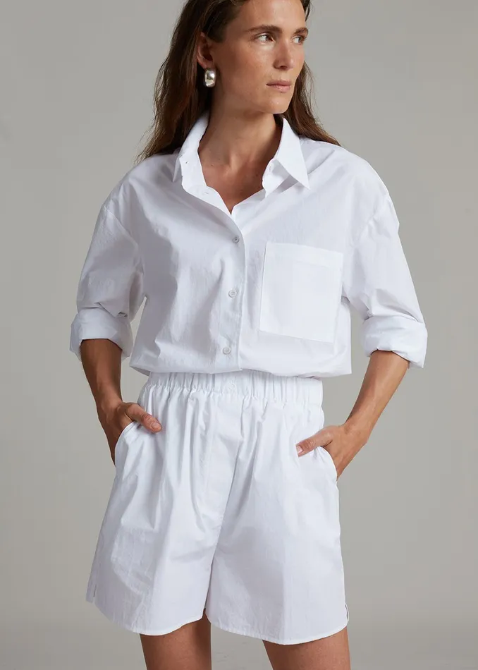 The Frankie Shop Bottoms Lui Organic Cotton Boxer Short 8211 White 8211 Women The Frankie Shop Bottoms Lui Organic Cotton Boxer Short 8211 White 8211 Women