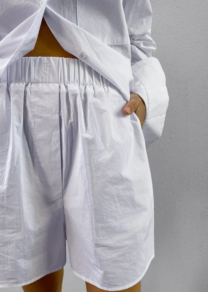 The Frankie Shop Bottoms Lui Organic Cotton Boxer Short 8211 White 8211 Women