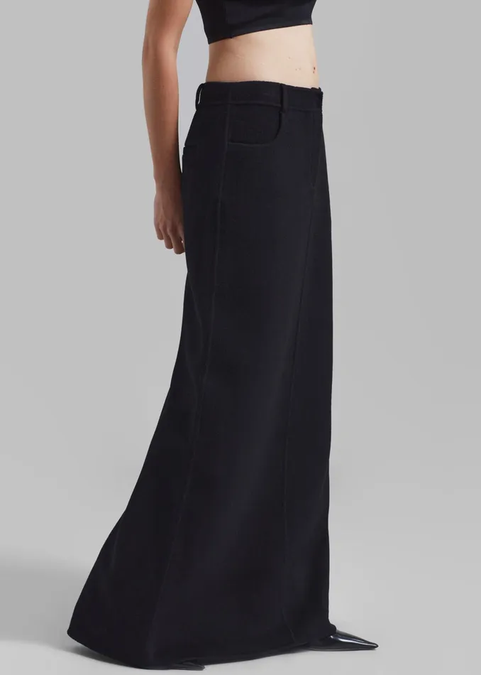 The Frankie Shop Bottoms Malvo Long Wool Pencil Skirt 8211 Black 8211 Women