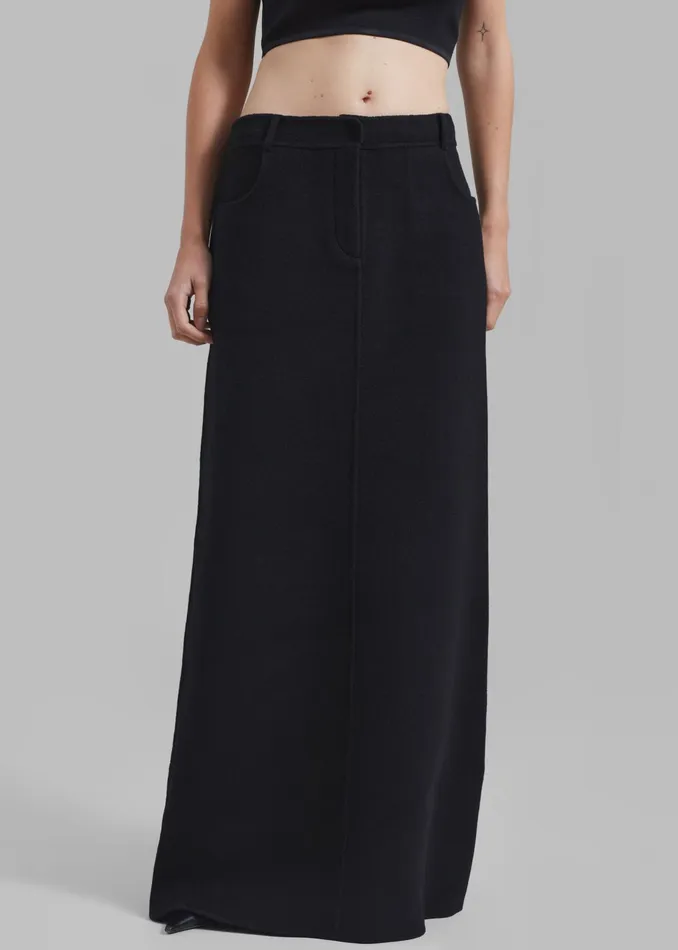The Frankie Shop Bottoms Malvo Long Wool Pencil Skirt 8211 Black 8211 Women