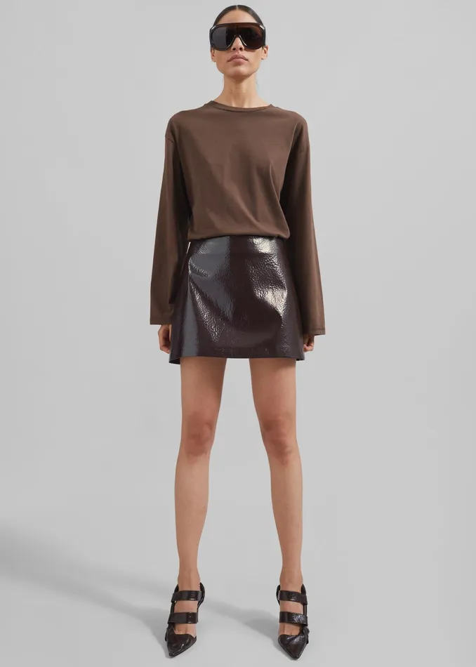 The Frankie Shop Bottoms Mary Crackled Faux Leather Mini Skirt 8211 Brown 8211 Women The Frankie Shop Bottoms Mary Crackled Faux Leather Mini Skirt 8211 Brown 8211 Women