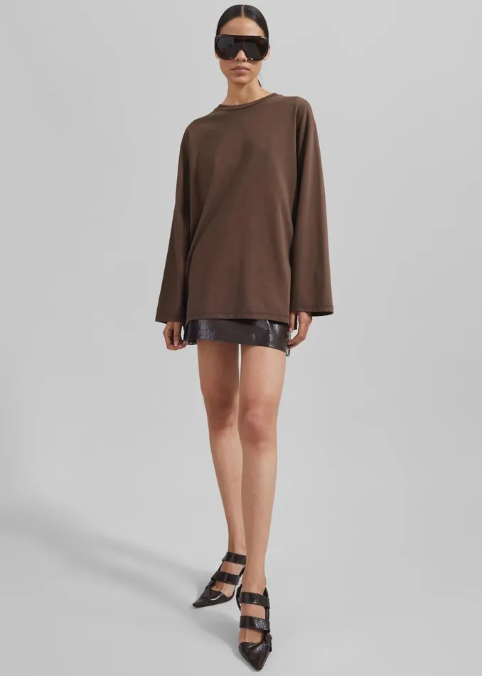 The Frankie Shop Bottoms Mary Crackled Faux Leather Mini Skirt 8211 Brown 8211 Women