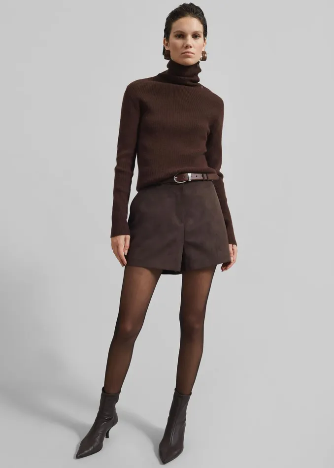 The Frankie Shop Bottoms Merida Faux Suede Shorts 8211 Brown 8211 Women