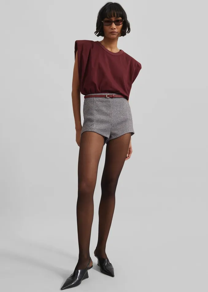 The Frankie Shop Bottoms Mevra Houndstooth Hot Pants 8211 Grey 8211 Women