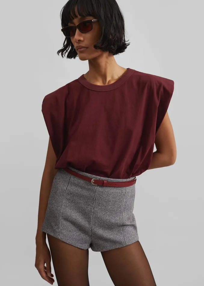The Frankie Shop Bottoms Mevra Houndstooth Hot Pants 8211 Grey 8211 Women