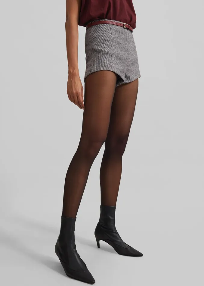 The Frankie Shop Bottoms Mevra Houndstooth Hot Pants 8211 Grey 8211 Women