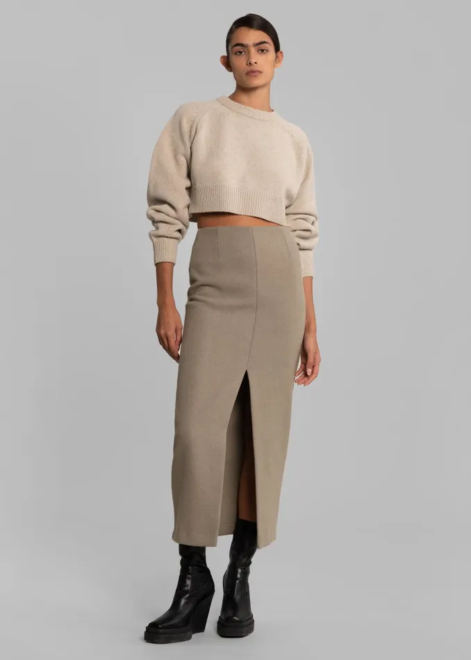 The Frankie Shop Bottoms Neasi WoolBlend Pencil Skirt 8211 Taupe 8211 Women