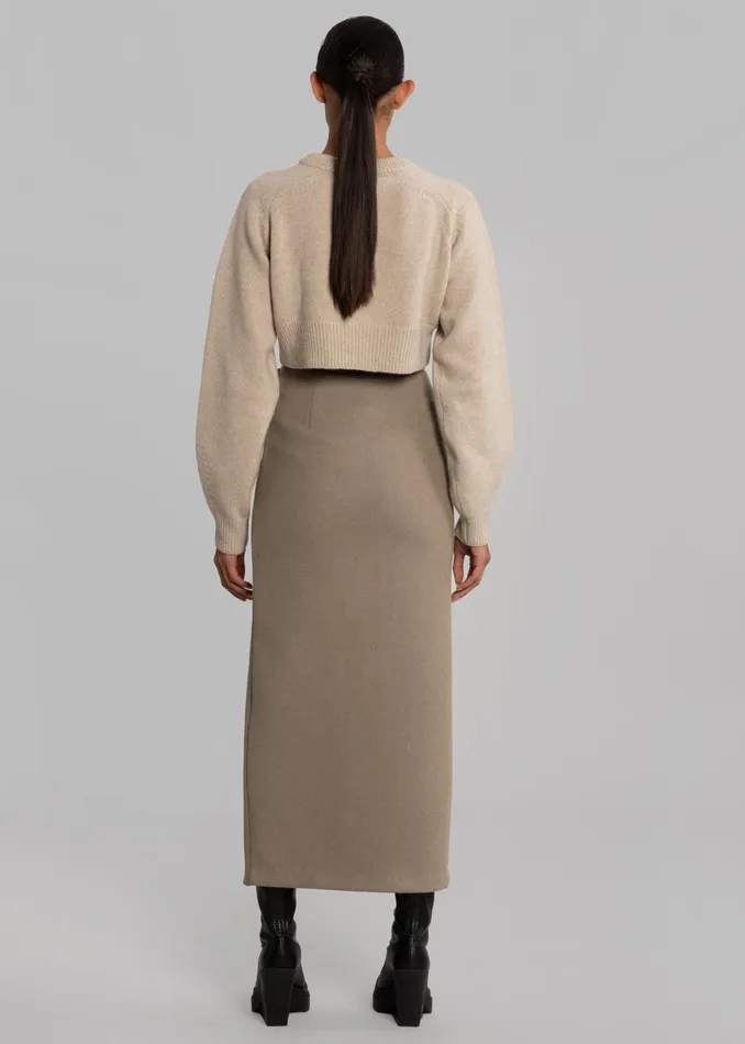 The Frankie Shop Bottoms Neasi WoolBlend Pencil Skirt 8211 Taupe 8211 Women