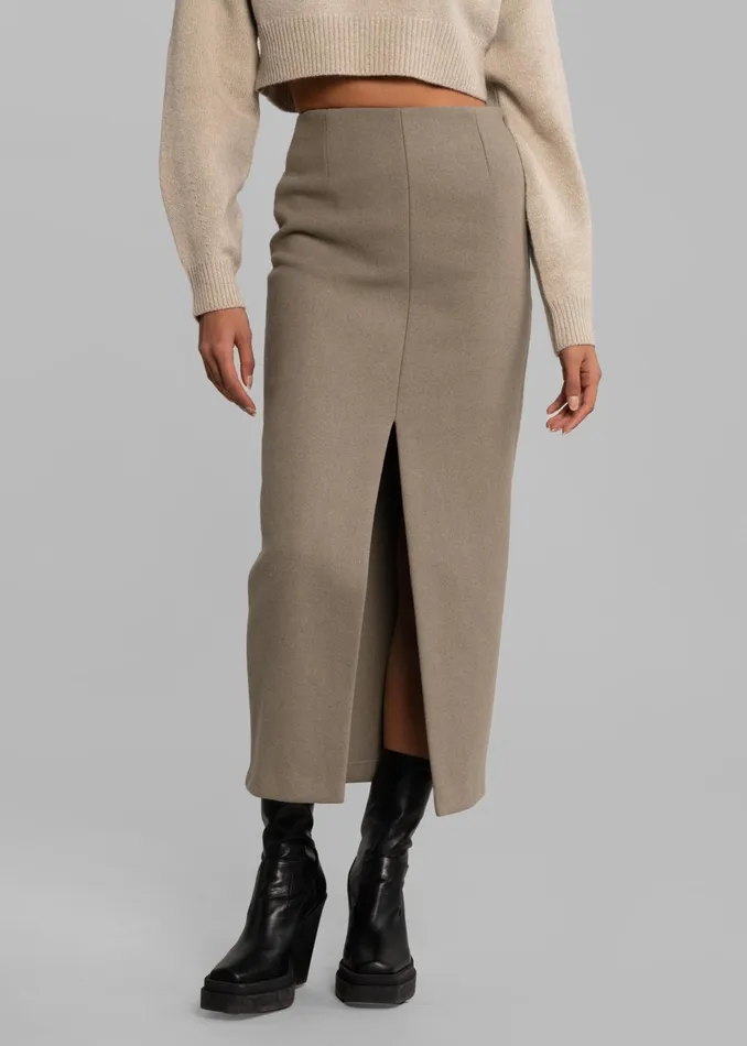 The Frankie Shop Bottoms Neasi WoolBlend Pencil Skirt 8211 Taupe 8211 Women