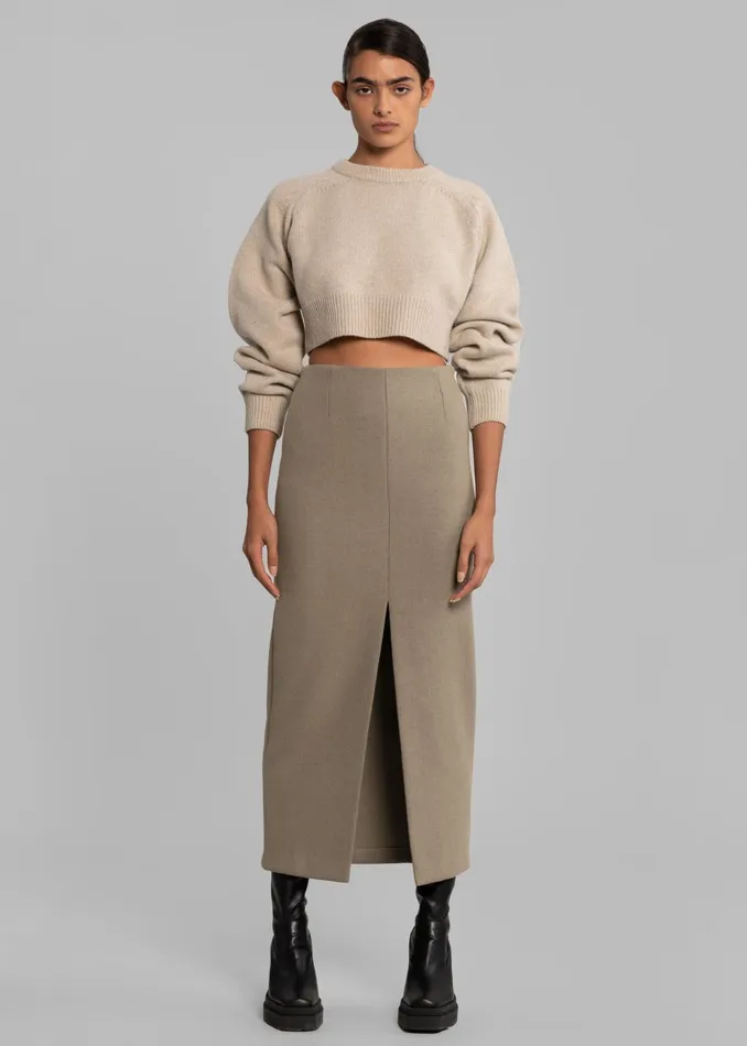 The Frankie Shop Bottoms Neasi WoolBlend Pencil Skirt 8211 Taupe 8211 Women