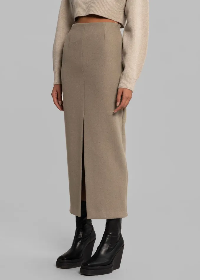 The Frankie Shop Bottoms Neasi WoolBlend Pencil Skirt 8211 Taupe 8211 Women