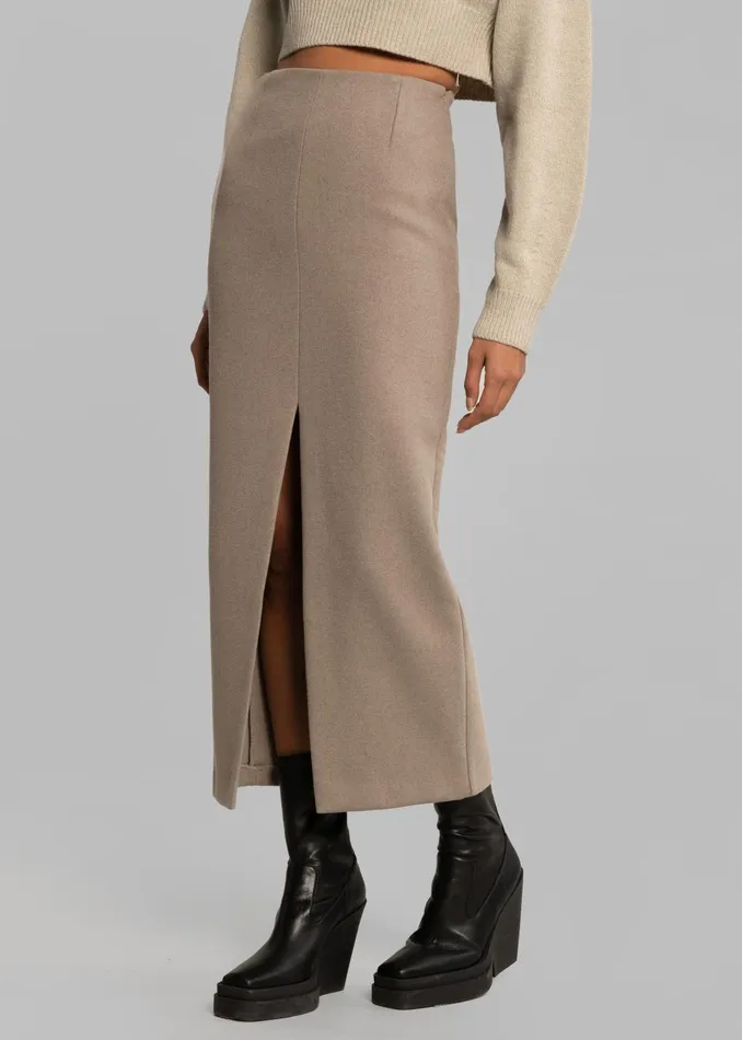 The Frankie Shop Bottoms Neasi WoolBlend Pencil Skirt 8211 Taupe 8211 Women
