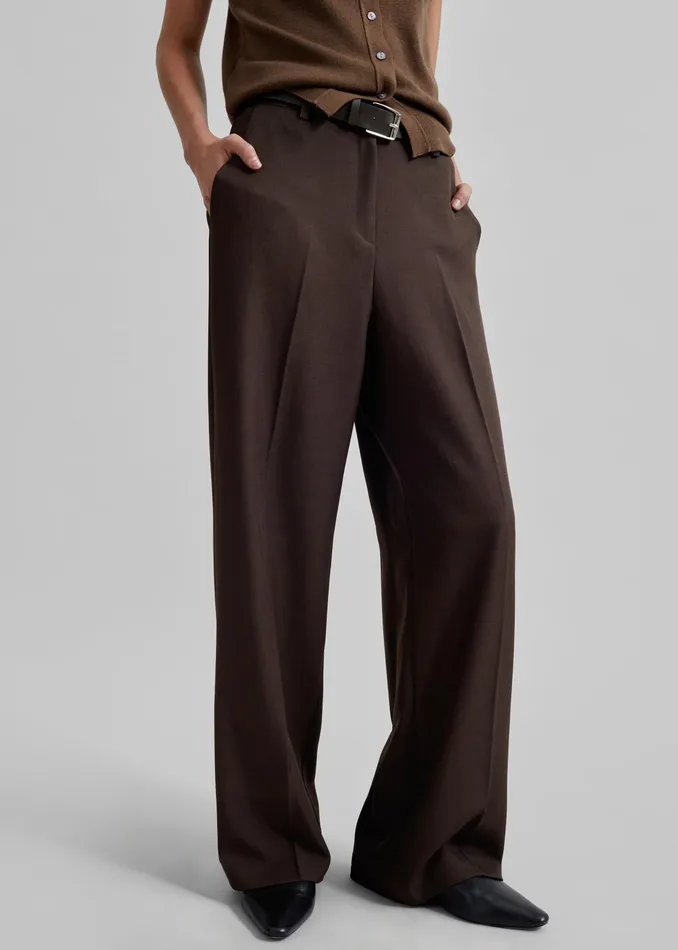 The Frankie Shop Bottoms Nisha Pintuck Trousers 8211 Brown 8211 Women