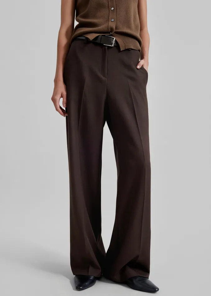 The Frankie Shop Bottoms Nisha Pintuck Trousers 8211 Brown 8211 Women