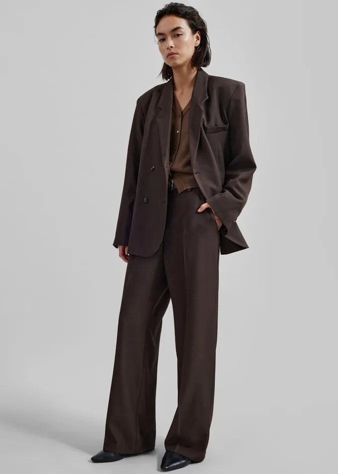 The Frankie Shop Bottoms Nisha Pintuck Trousers 8211 Brown 8211 Women